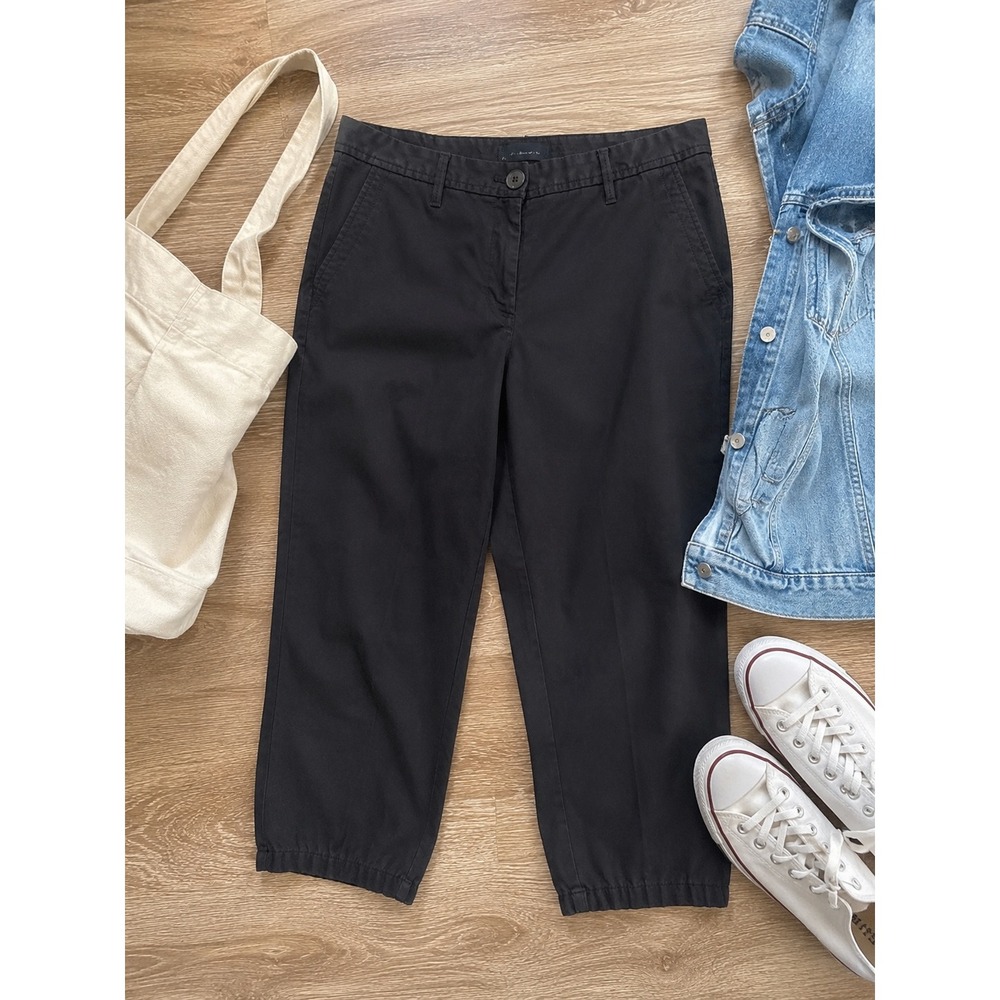 Talbots Relaxed Chino Black Pants Womens Size 12 Mid Rise Tapered Cotton Twill